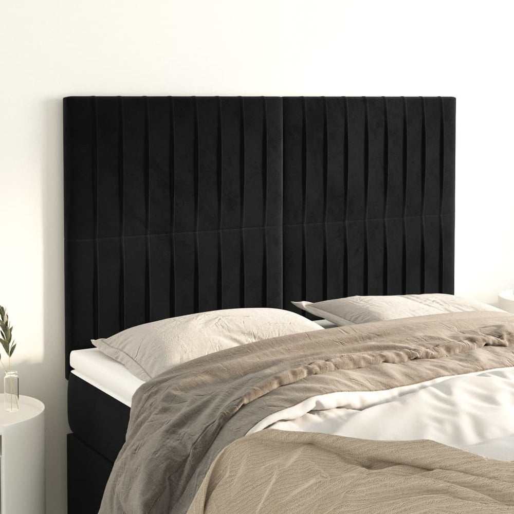 Kopfteil Schwarz 144x5x118/128 cm Samt