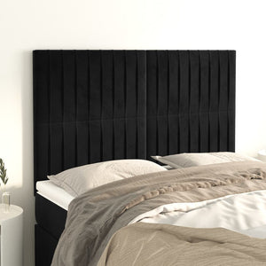Kopfteil Schwarz 144x5x118/128 cm Samt