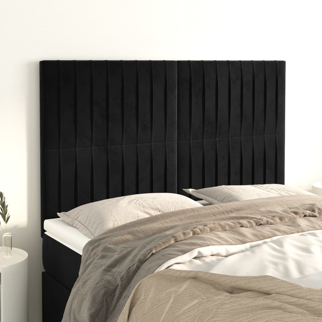 Kopfteil Schwarz 144x5x118/128 cm Samt