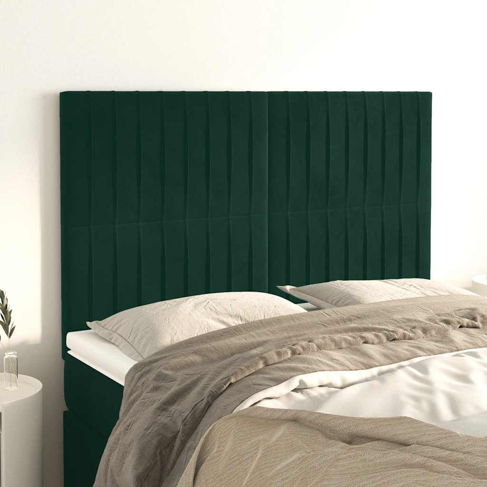Kopfteil Dunkelgrün 144x5x118/128 cm Samt