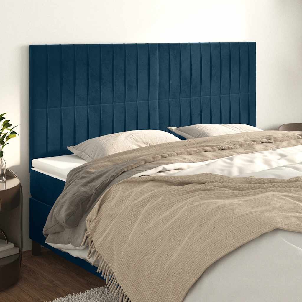 Kopfteil Dunkelblau 160 x 5 x 118/128 cm Samt