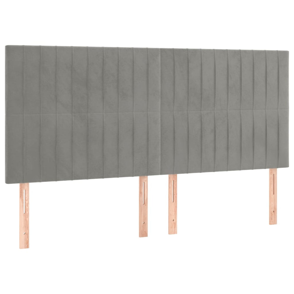 Kopfteil Hellgrau 200 x 5 x 118/128 cm Samt