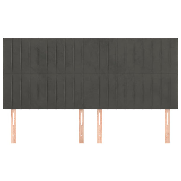 Kopfteil Dunkelgrau 200 x 5 x 118/128 cm Samt