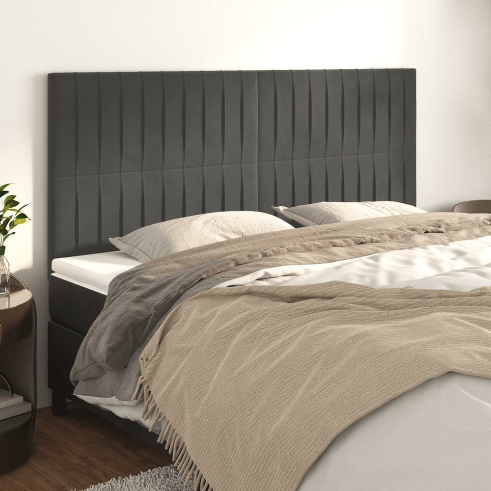 Kopfteil Dunkelgrau 200 x 5 x 118/128 cm Samt