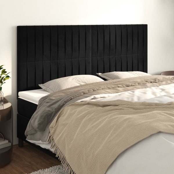 Kopfteil Schwarz 200 x 5 x 118/128 cm Samt