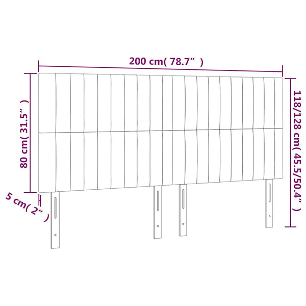 Kopfteil Dunkelblau 200 x 5 x 118/128 cm Samt