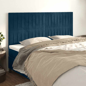 Kopfteil Dunkelblau 200 x 5 x 118/128 cm Samt