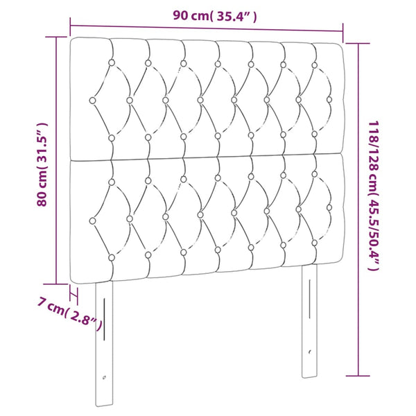 Kopfteil Dunkelgrau 90 x 7 x 118/128 cm Stoff