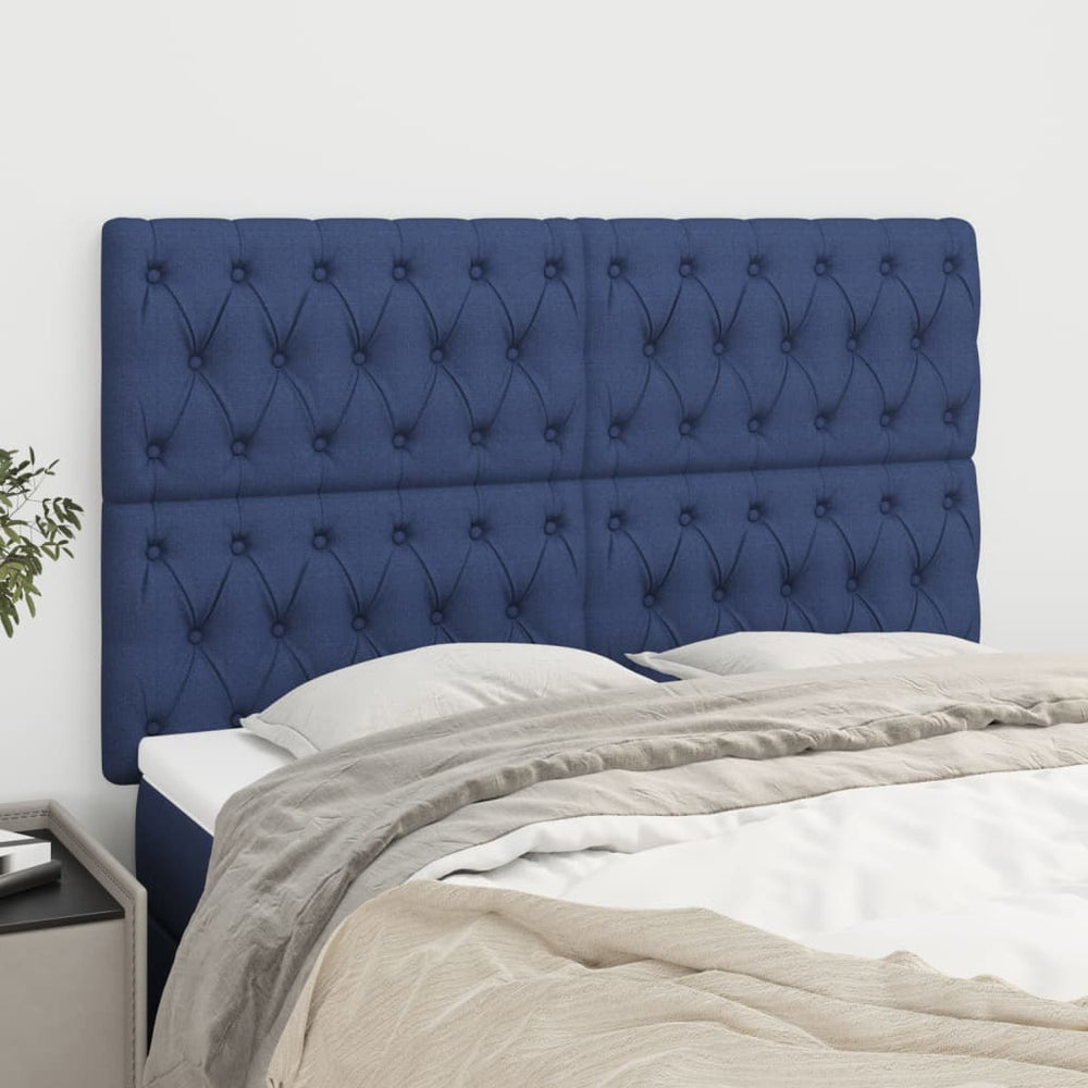 vidaXL Tête de lit bleu 144x7x118/128 cm Tissu