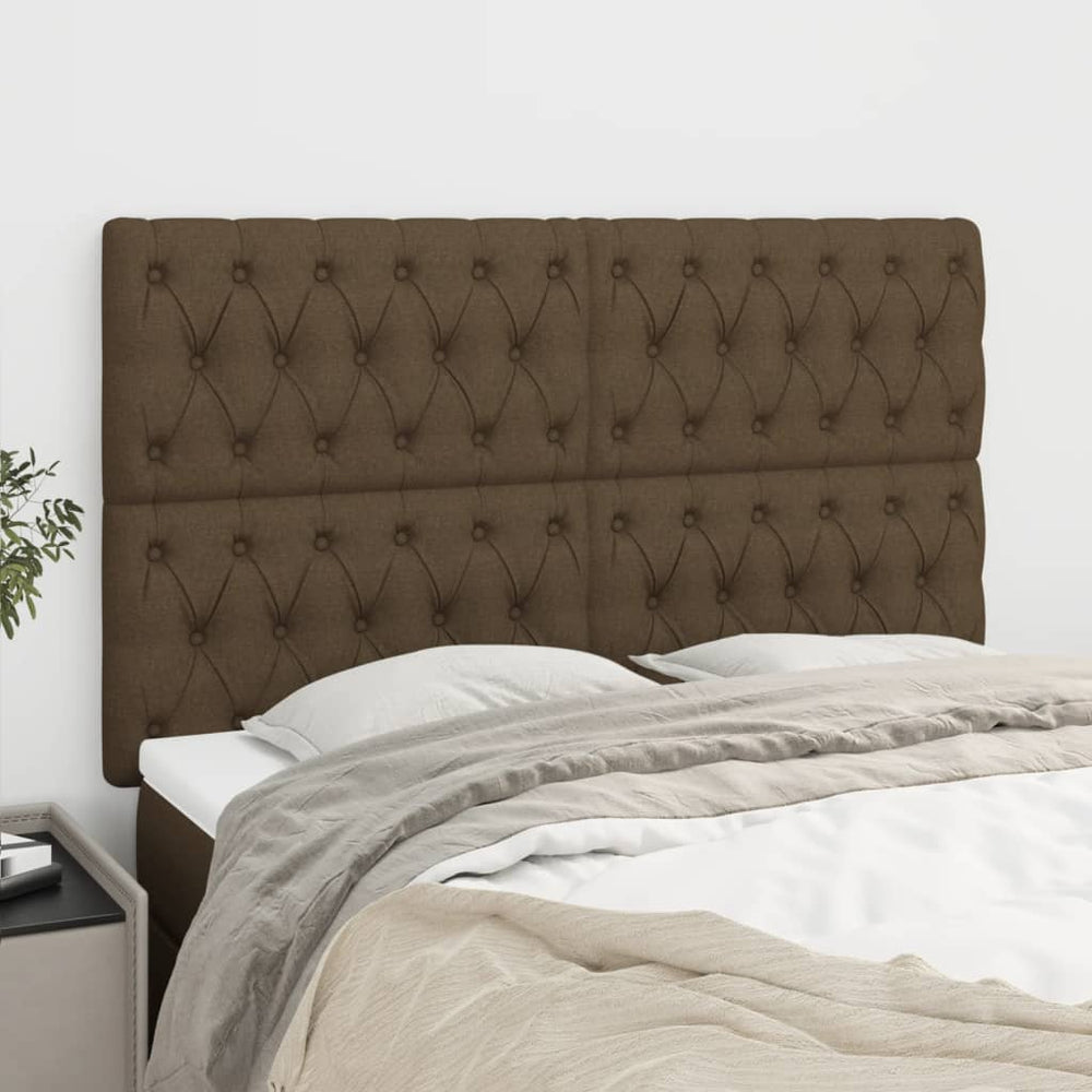vidaXL Tête de lit Marron foncé 160 x 7 x 118/128 cm Tissu