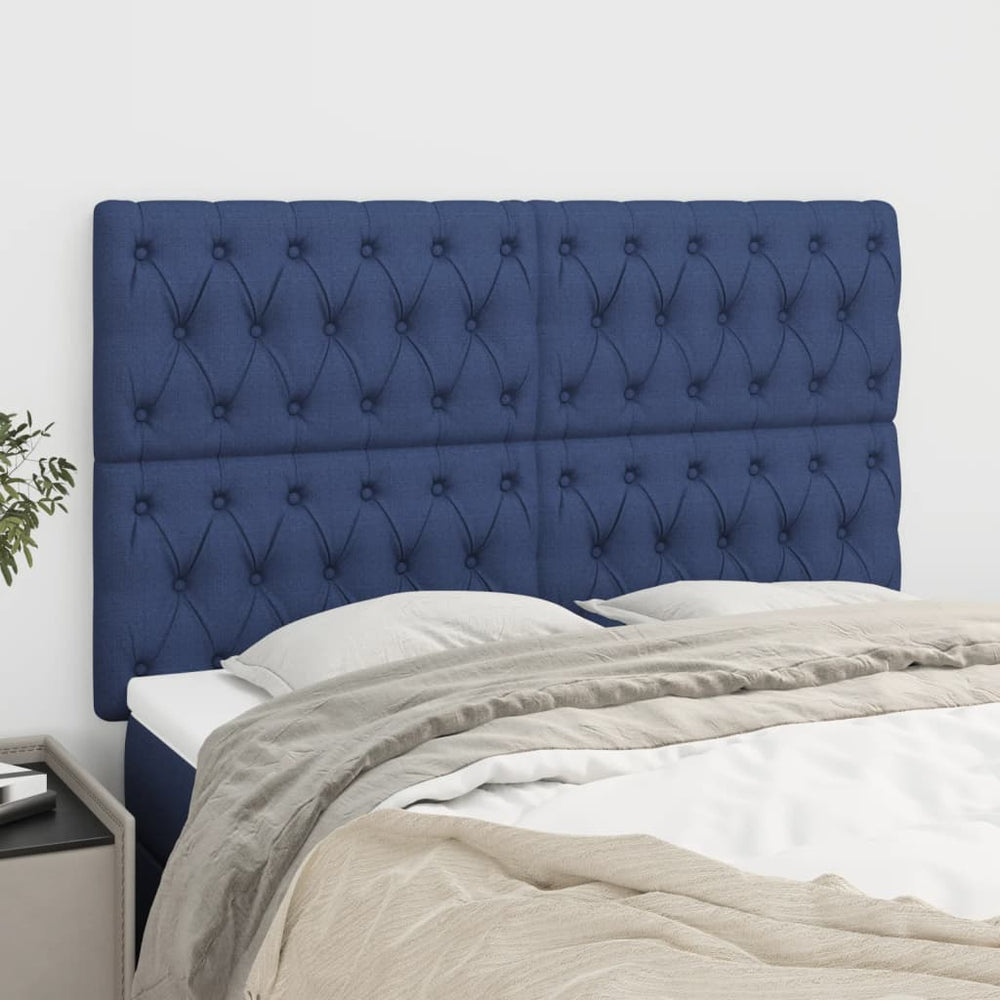 vidaXL Tête de lit bleu 160 x 7 x 118/128 cm Tissu