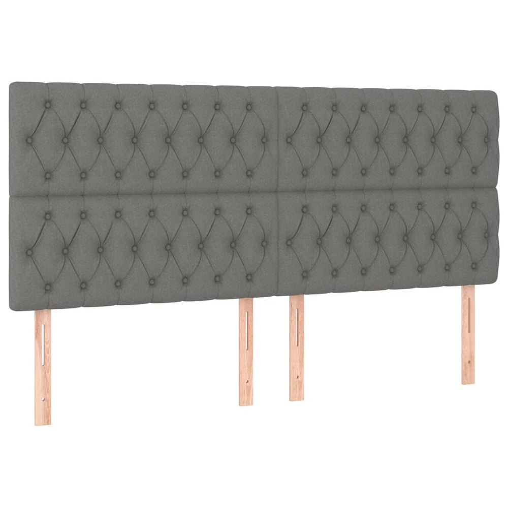 vidaXL Tête de lit Gris foncé 200 x 7 x 118/128 cm Tissu