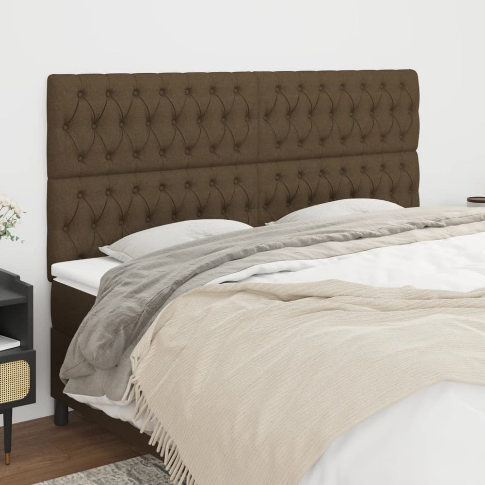 vidaXL Tête de lit Marron foncé 200 x 7 x 118/128 cm Tissu