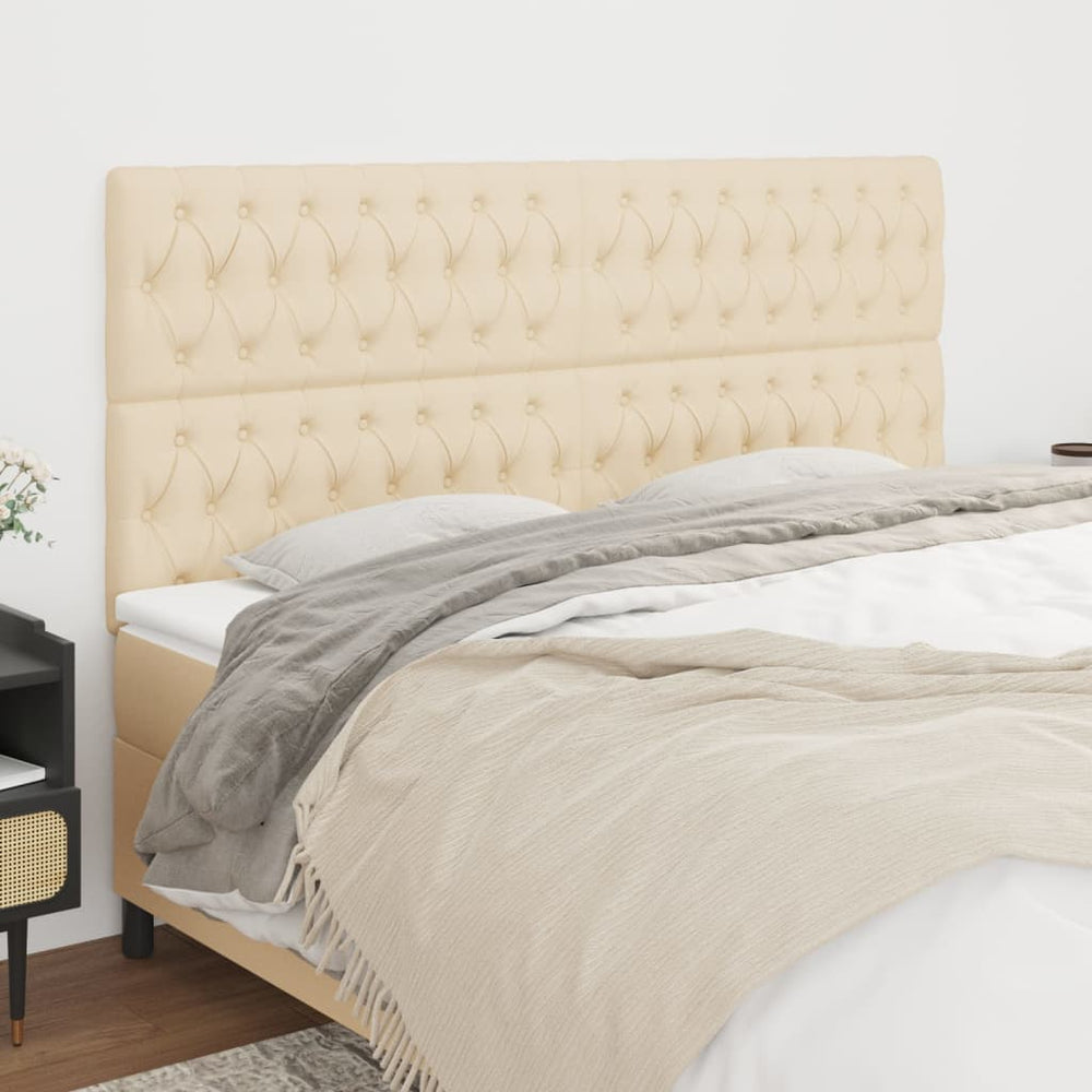 vidaXL Tête de lit Crème 200 x 7 x 118/128 cm Tissu