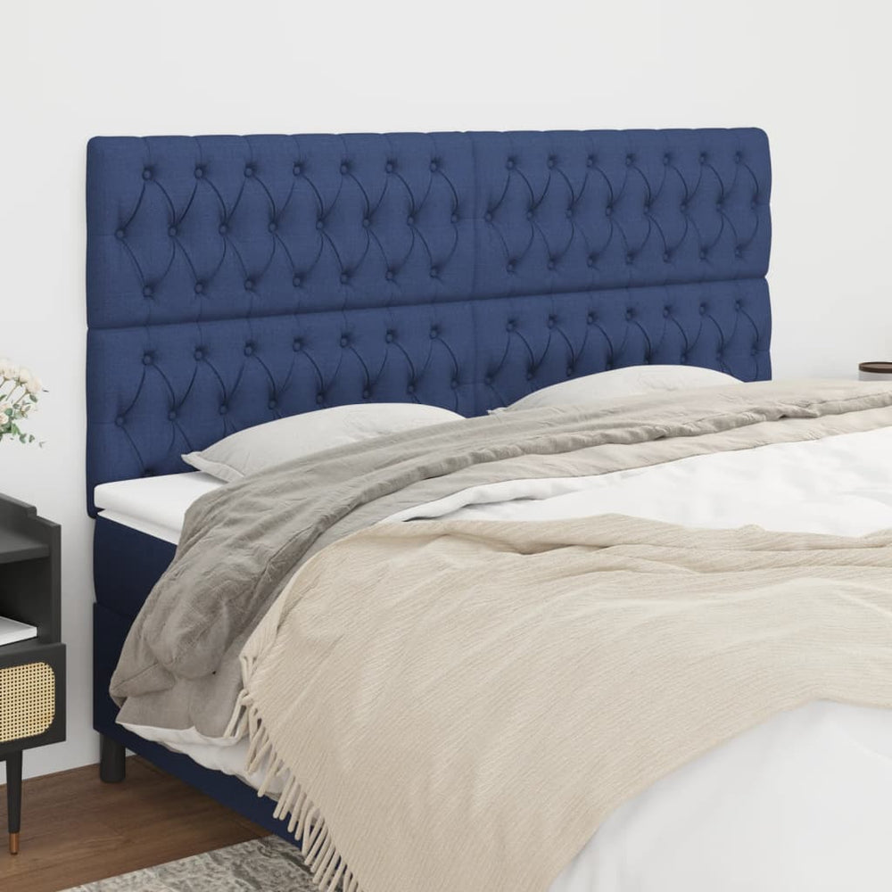vidaXL Tête de lit bleu 200 x 7 x 118/128 cm Tissu