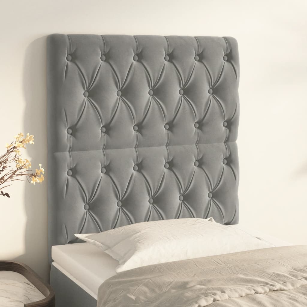 vidaXL Tête de lit Gris clair 80x7x118/128 cm Velours