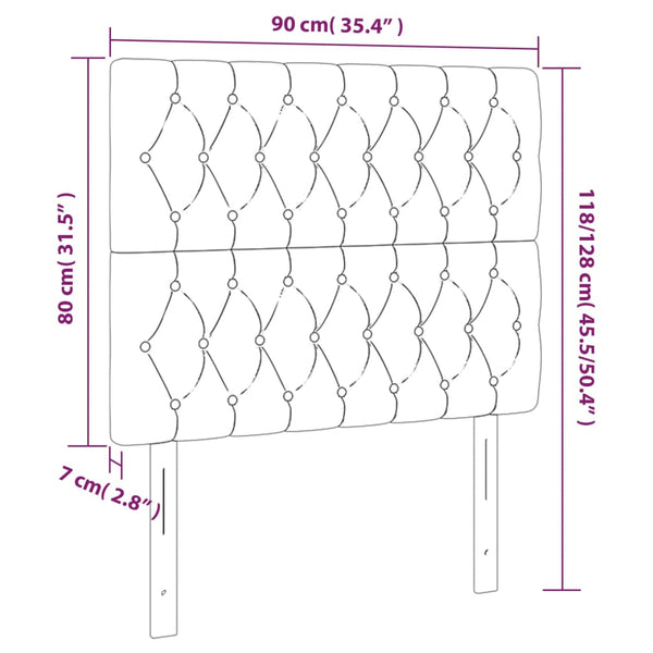 Kopfteil Dunkelgrau 90 x 7 x 118/128 cm Samt