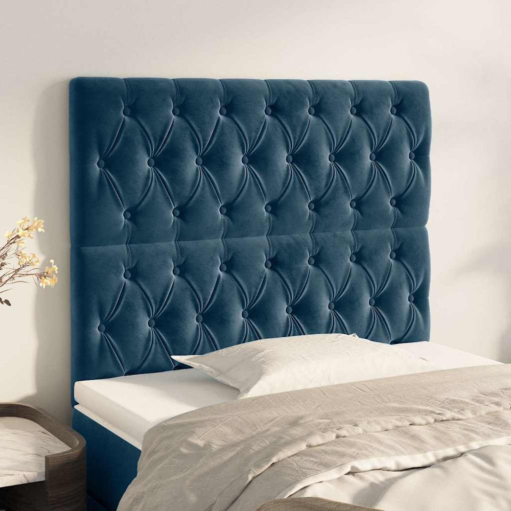 vidaXL Tête de lit Bleu foncé 100 x 7 x 118/128 cm Velours