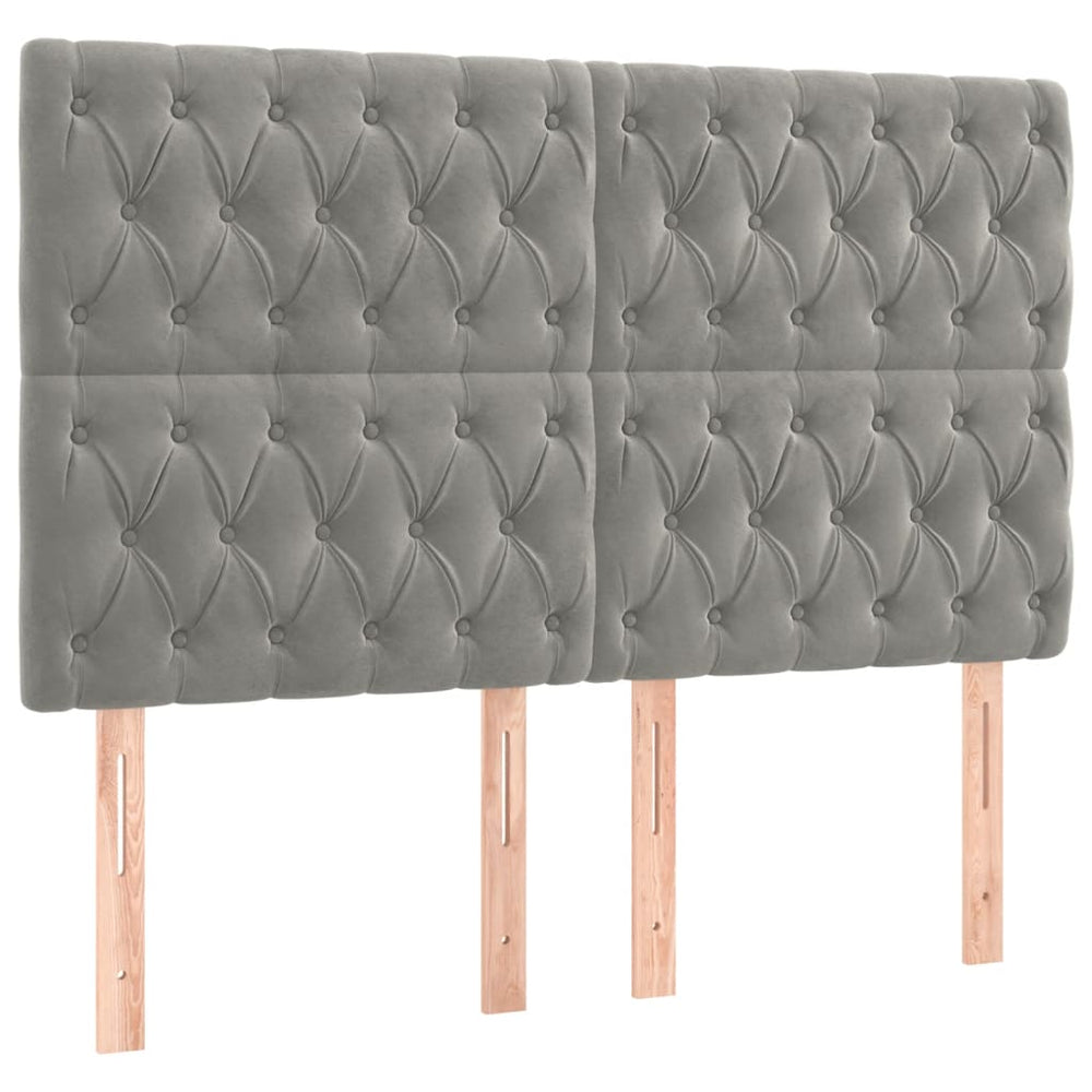 vidaXL Tête de lit Gris clair 144x7x118/128 cm Velours
