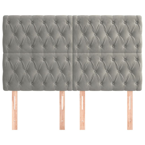 vidaXL Tête de lit Gris clair 144x7x118/128 cm Velours
