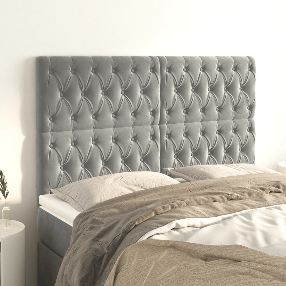vidaXL Tête de lit Gris clair 144x7x118/128 cm Velours
