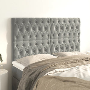 vidaXL Tête de lit Gris clair 144x7x118/128 cm Velours