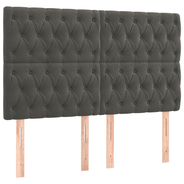 Kopfteil Dunkelgrau 144 x 7 x 118/128 cm Samt