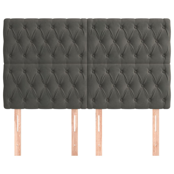 Kopfteil Dunkelgrau 144 x 7 x 118/128 cm Samt
