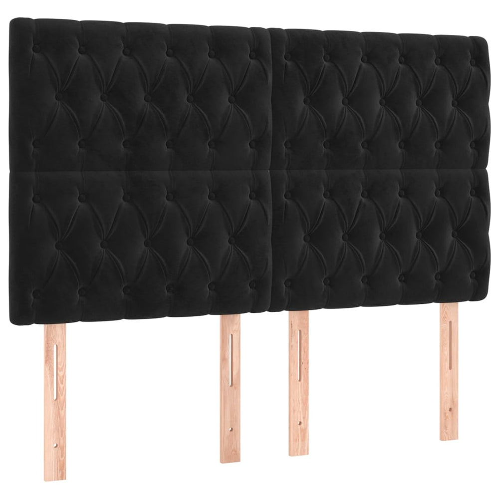 vidaXL Tête de lit Noir 144x7x118/128 cm Velours