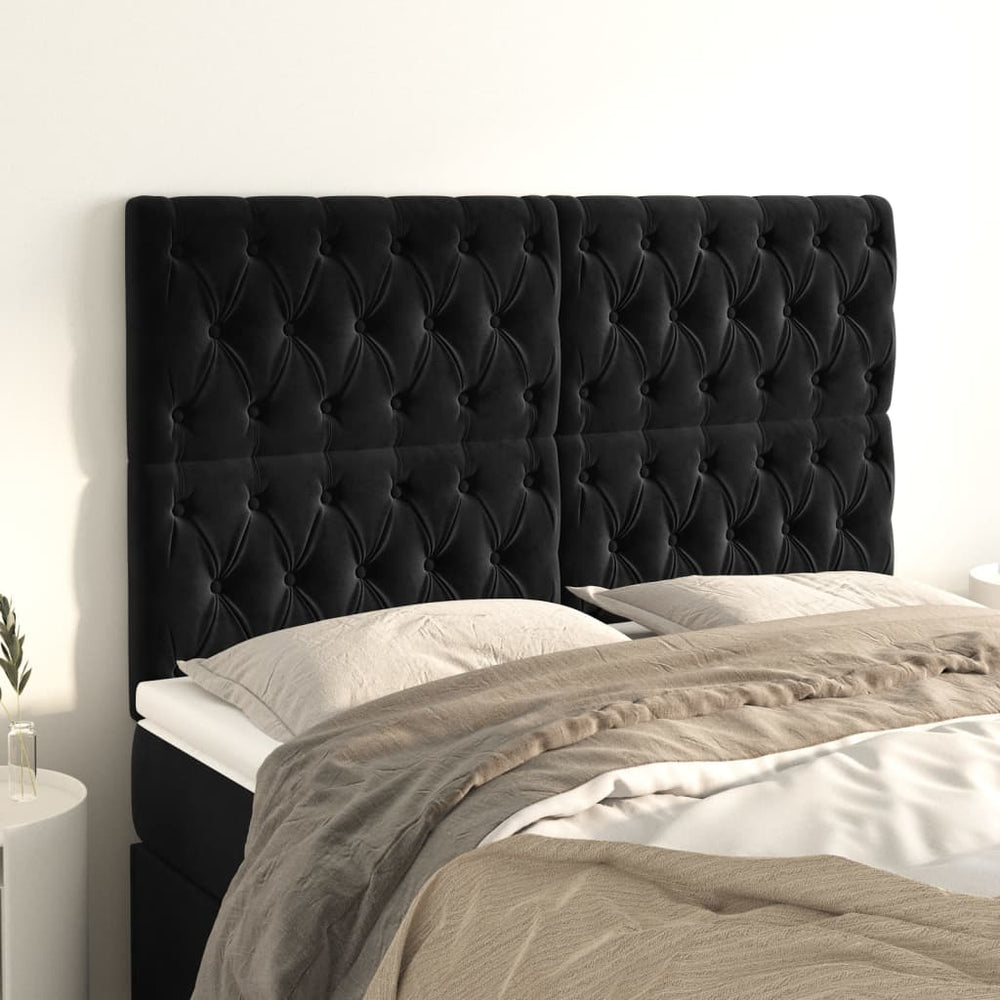 vidaXL Tête de lit Noir 144x7x118/128 cm Velours