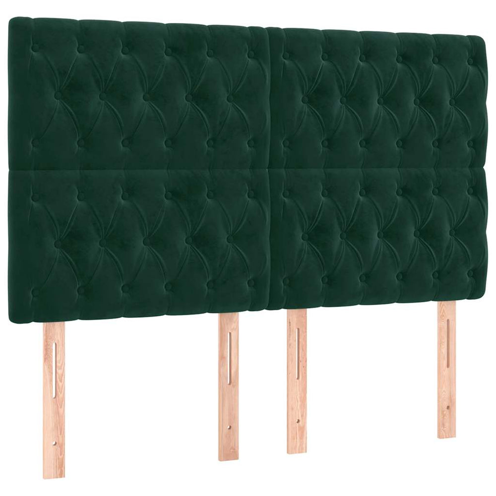 vidaXL Tête de lit vert foncé 144x7x118/128 cm Velours