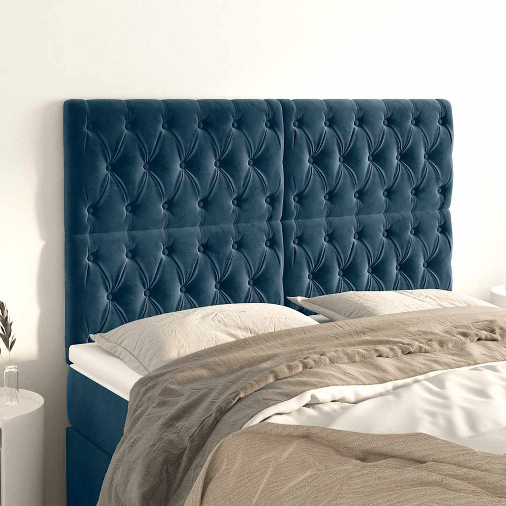 vidaXL Tête de lit Bleu foncé 144x7x118/128 cm Velours