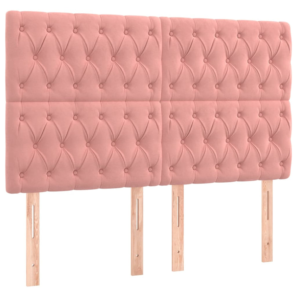 vidaXL Tête de lit Rose 144x7x118/128 cm Velours