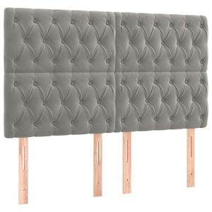 Kopfteil Hellgrau 160 x 7 x 118/128 cm Samt