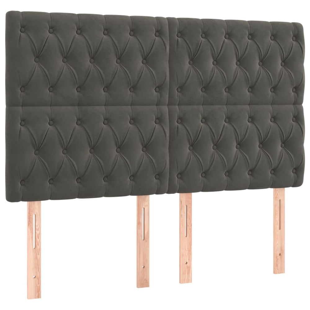 vidaXL Tête de lit gris foncé 160 x 7 x 118/128 cm velours