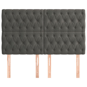 Kopfteil Dunkelgrau 160 x 7 x 118/128 cm Samt
