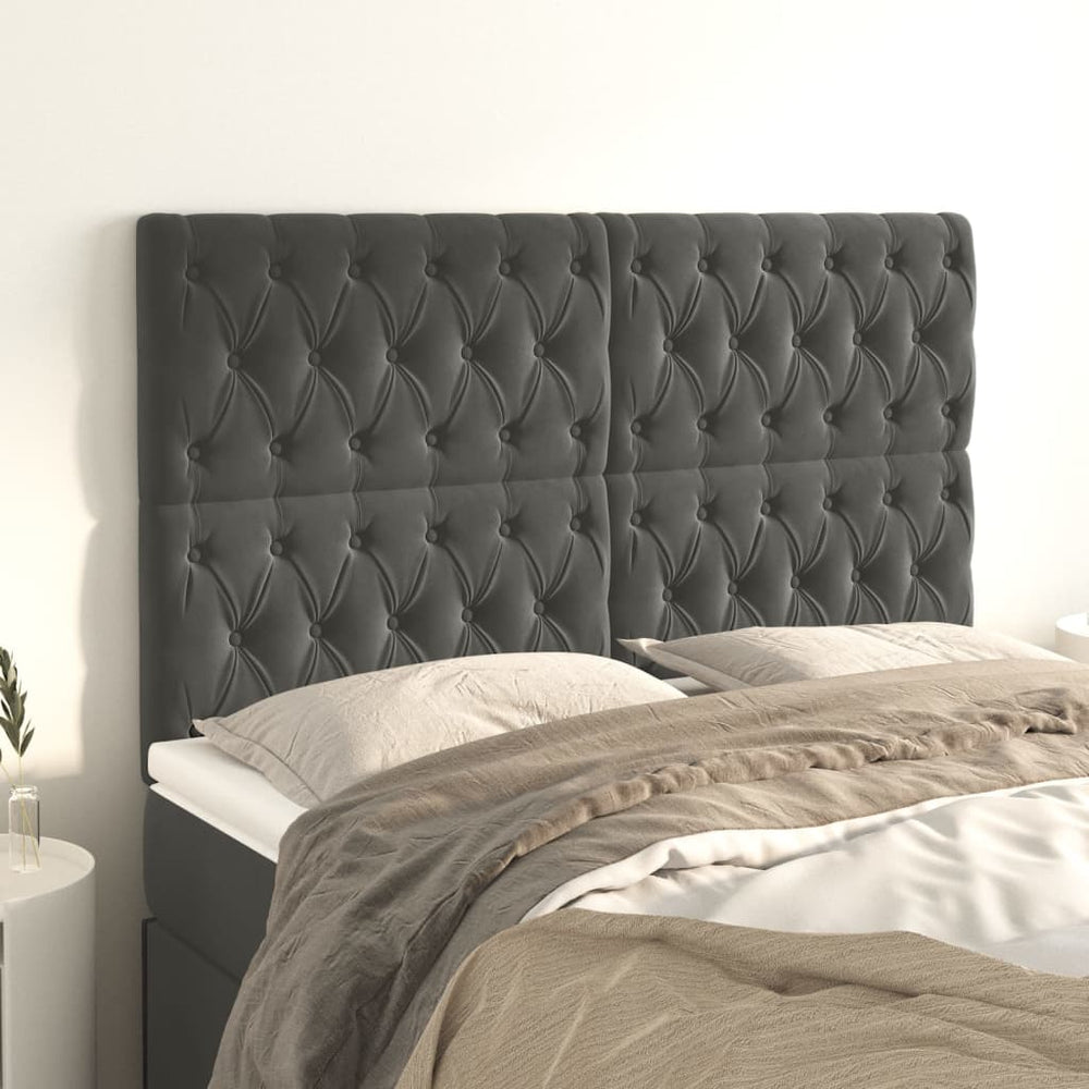 vidaXL Tête de lit gris foncé 160 x 7 x 118/128 cm velours
