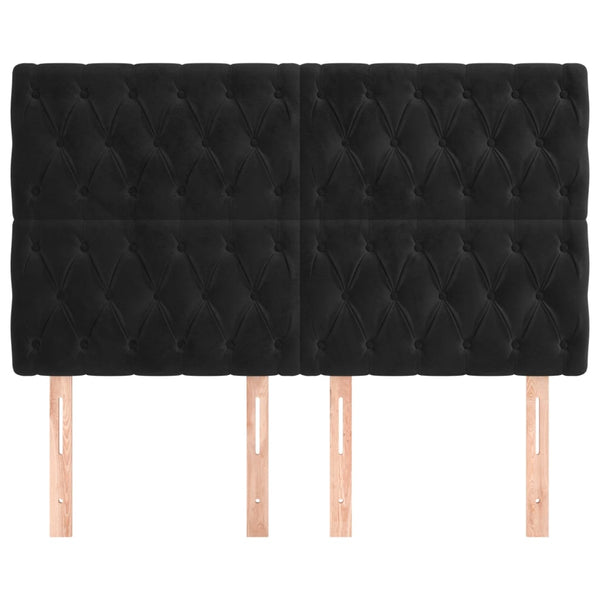Kopfteil Schwarz 160x7x118/128 cm Samt