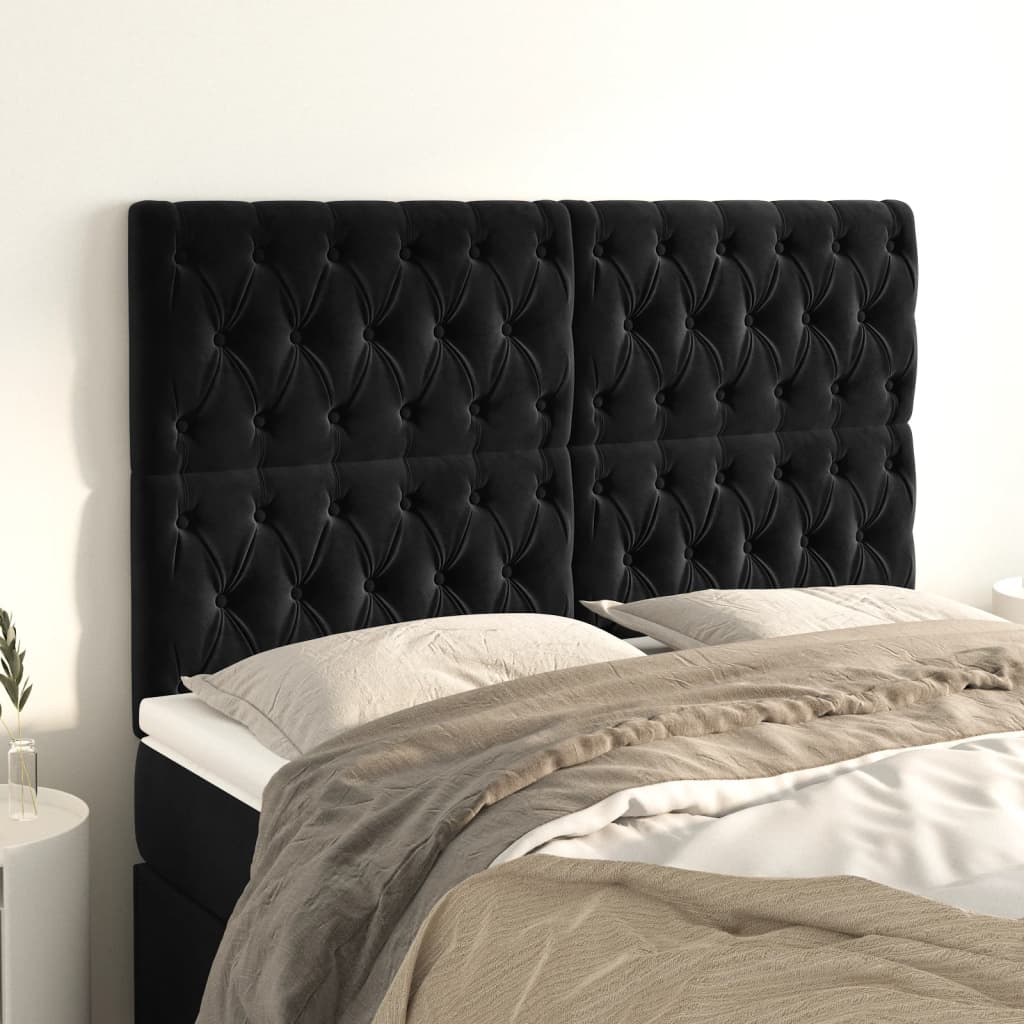 Kopfteil Schwarz 160x7x118/128 cm Samt