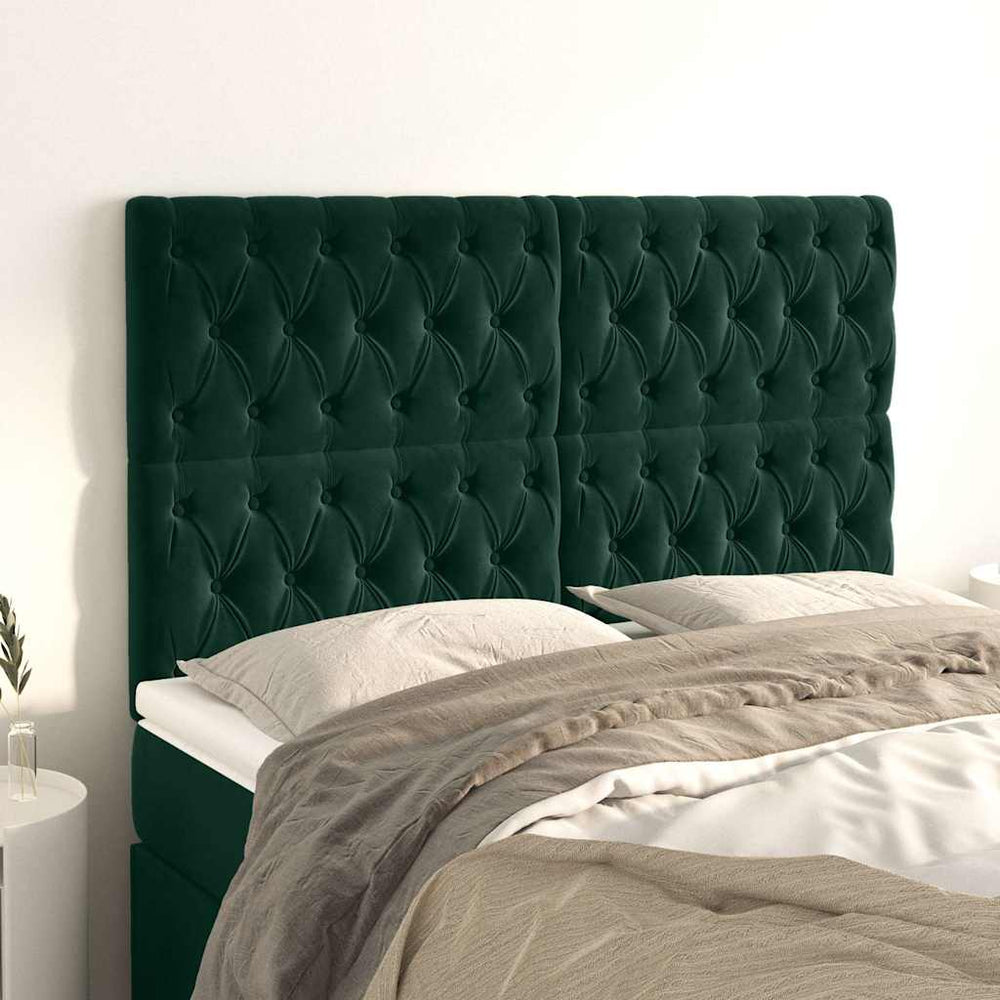 vidaXL Tête de lit vert foncé 160 x 7 x 118/128 cm Velours