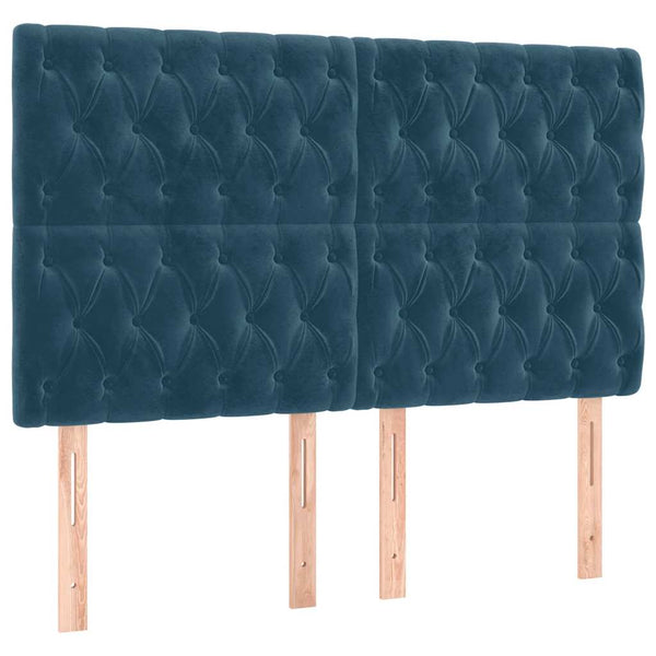 Kopfteil Dunkelblau 160 x 7 x 118/128 cm Samt