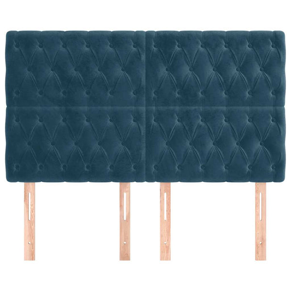 Kopfteil Dunkelblau 160 x 7 x 118/128 cm Samt