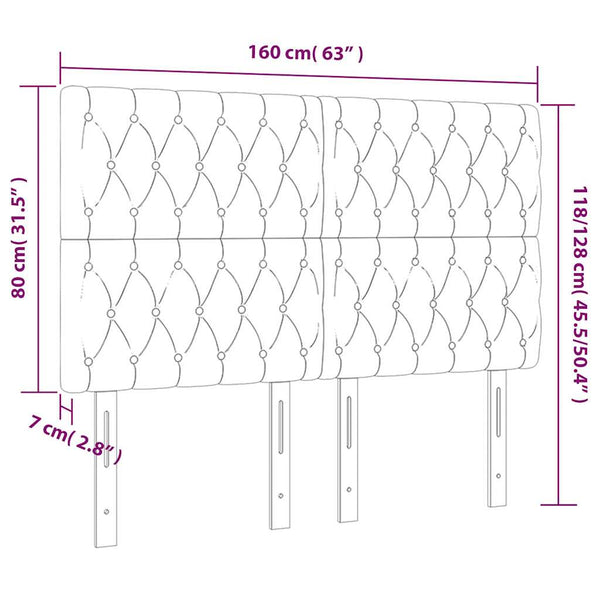 Kopfteil Dunkelblau 160 x 7 x 118/128 cm Samt