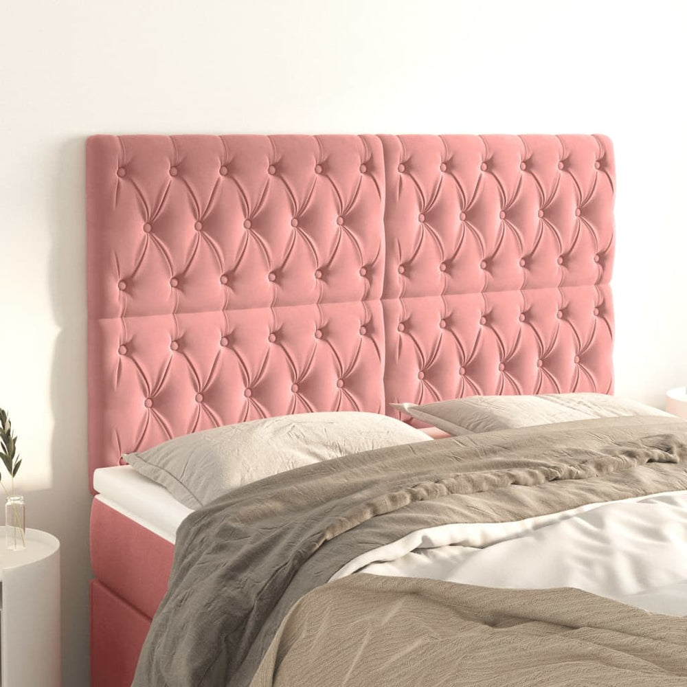 vidaXL Tête de lit rose 160 x 7 x 118/128 cm velours