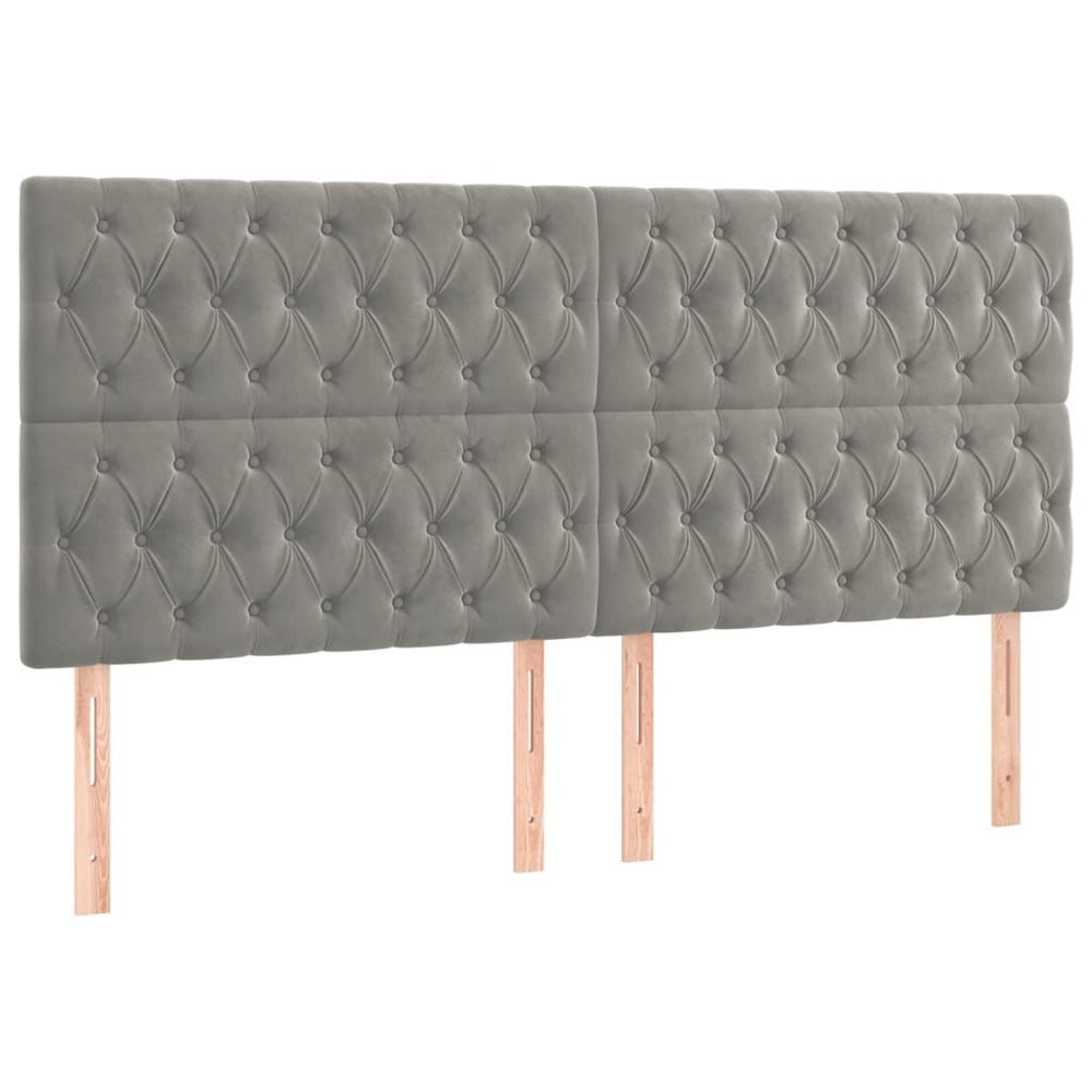 vidaXL Tête de lit Gris clair 180 x 7 x 118/128 cm Velours