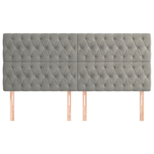 Kopfteil Hellgrau 180 x 7 x 118/128 cm Samt
