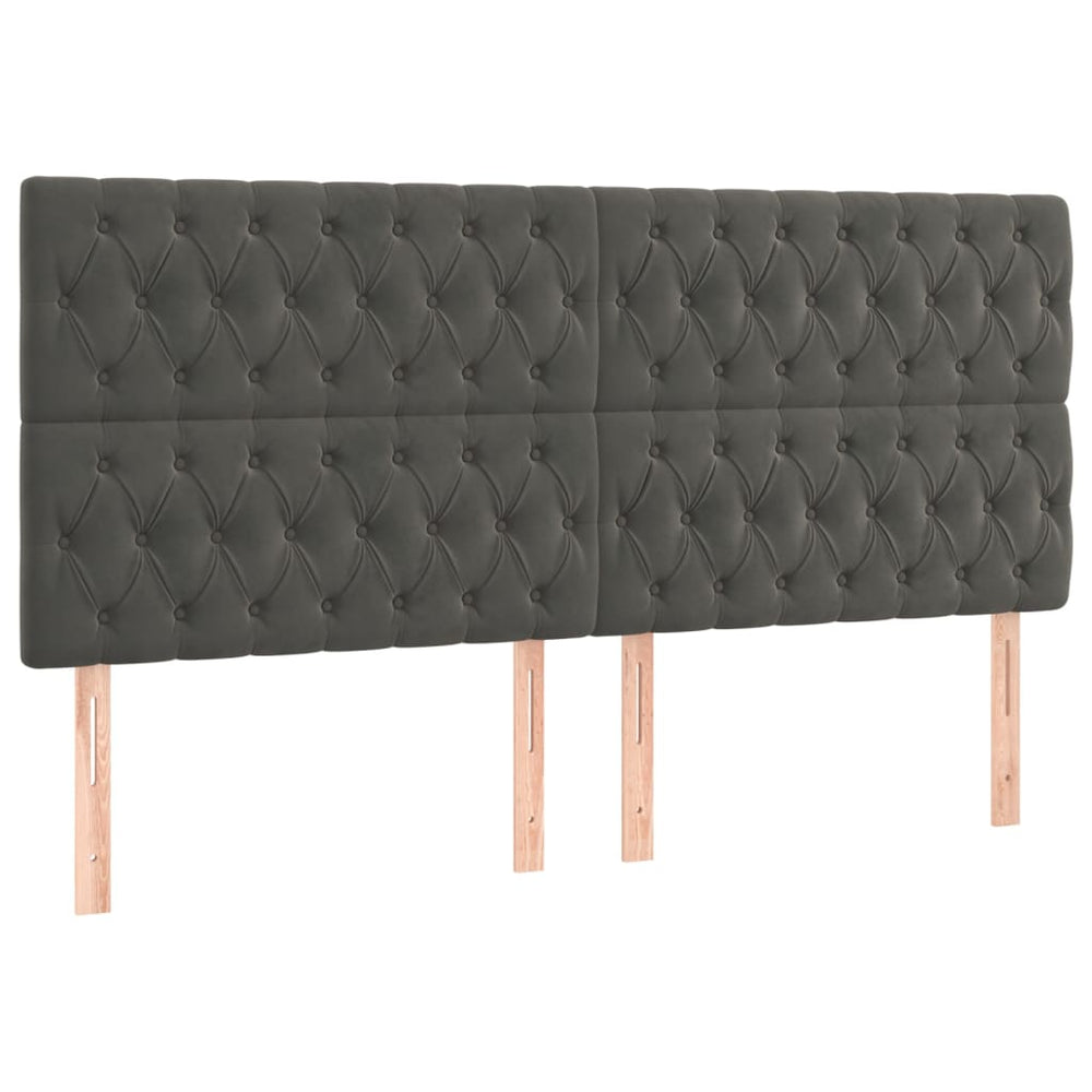 vidaXL Tête de lit gris foncé 180 x 7 x 118/128 cm velours
