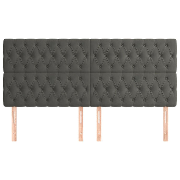 Kopfteil Dunkelgrau 180 x 7 x 118/128 cm Samt