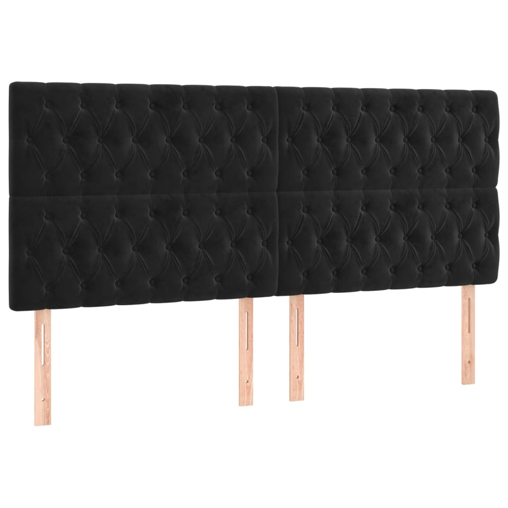 vidaXL Tête de lit noire 180x7x118/128 cm Velours