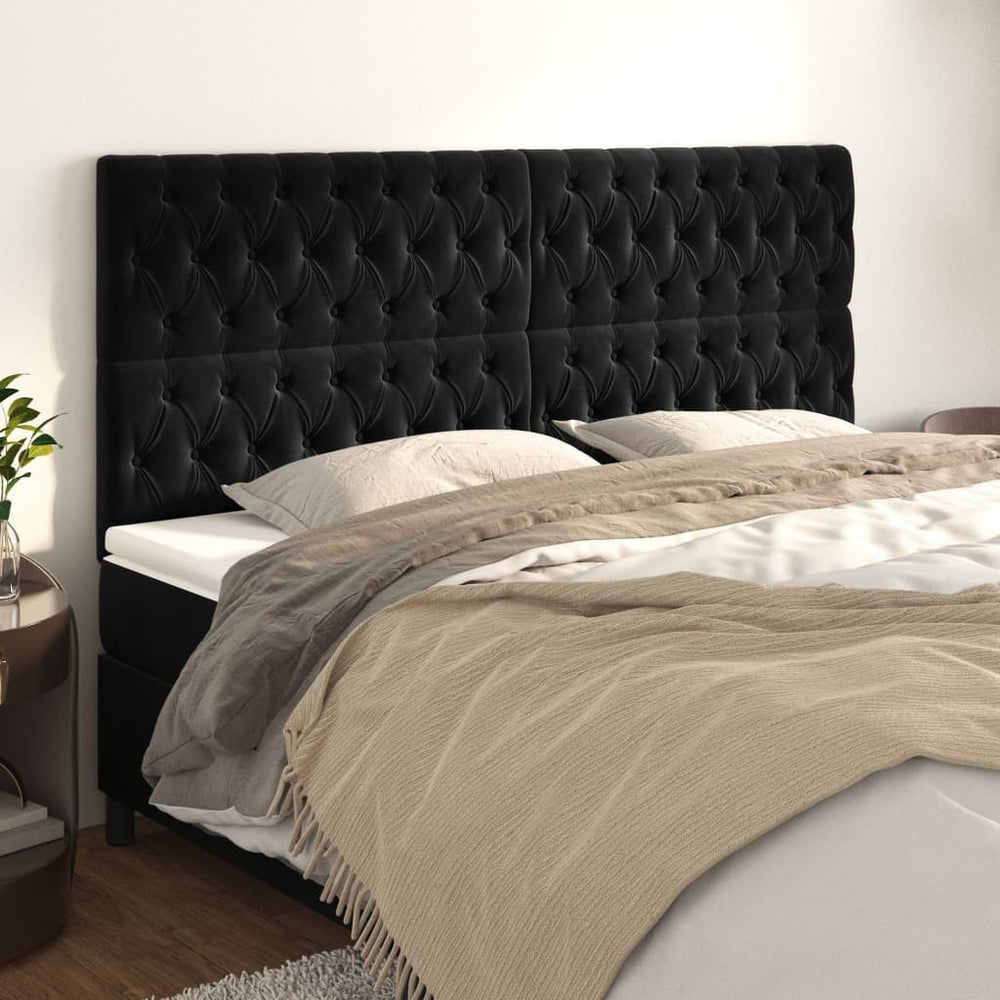 vidaXL Tête de lit noire 180x7x118/128 cm Velours